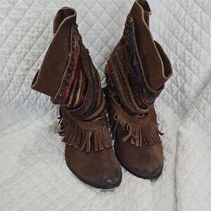 Naughty Monkey Brown Ankle Booties with Fringe